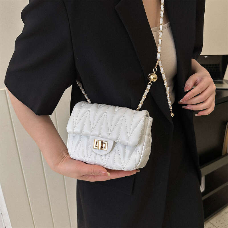 Versatile Instagram Crossbody for Women 2023 New Trendy Spring/Summer Fashion Diamond Grid Chain Embroidered Thread Single Shoulder Small Square Bag