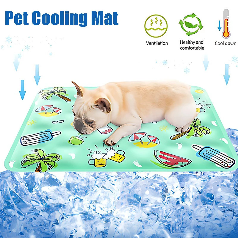 Cats Dogs Pet Cooling Mat For Summer Breathable Comfortable Ice Silk Pet Ice Pad Water Washed Portable Dog House For Sofa Floor 250402