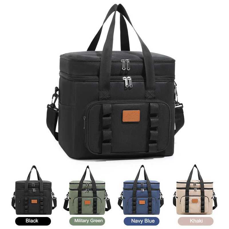 Large Capacity Double Layer Insulation Bento Lunch Bag Portable Picnic Cooler Ice Pack Waterproof Food Thermal Lunchbox BagsC250403