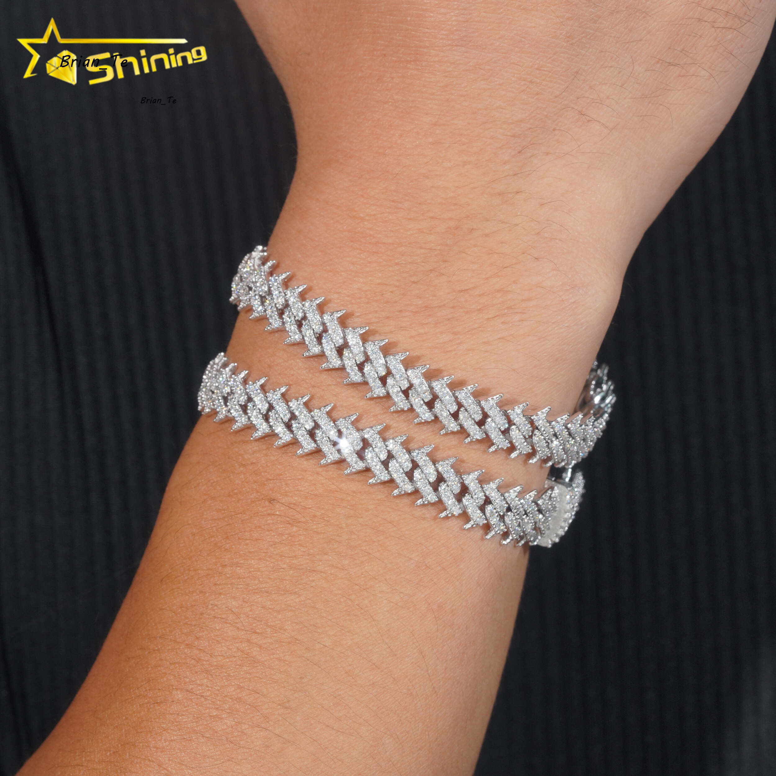 Cheapest 10mm Brambles Cuban Link Chain Hip Hop Hot Style Fashion Cuban Bracelet Sterling Silver 925 Moissanite Bracelets Chain