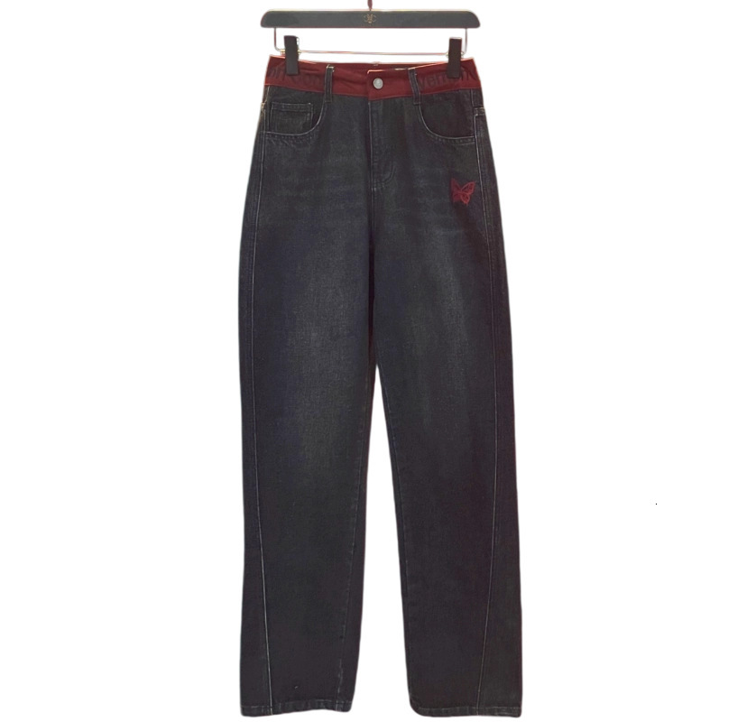 Autumn Design Sense Butterfly Straight Slimming Wide-Leg Jeans Retro Craft Korean Style Elegant Niche Pants Women's Clothing ddmymoon