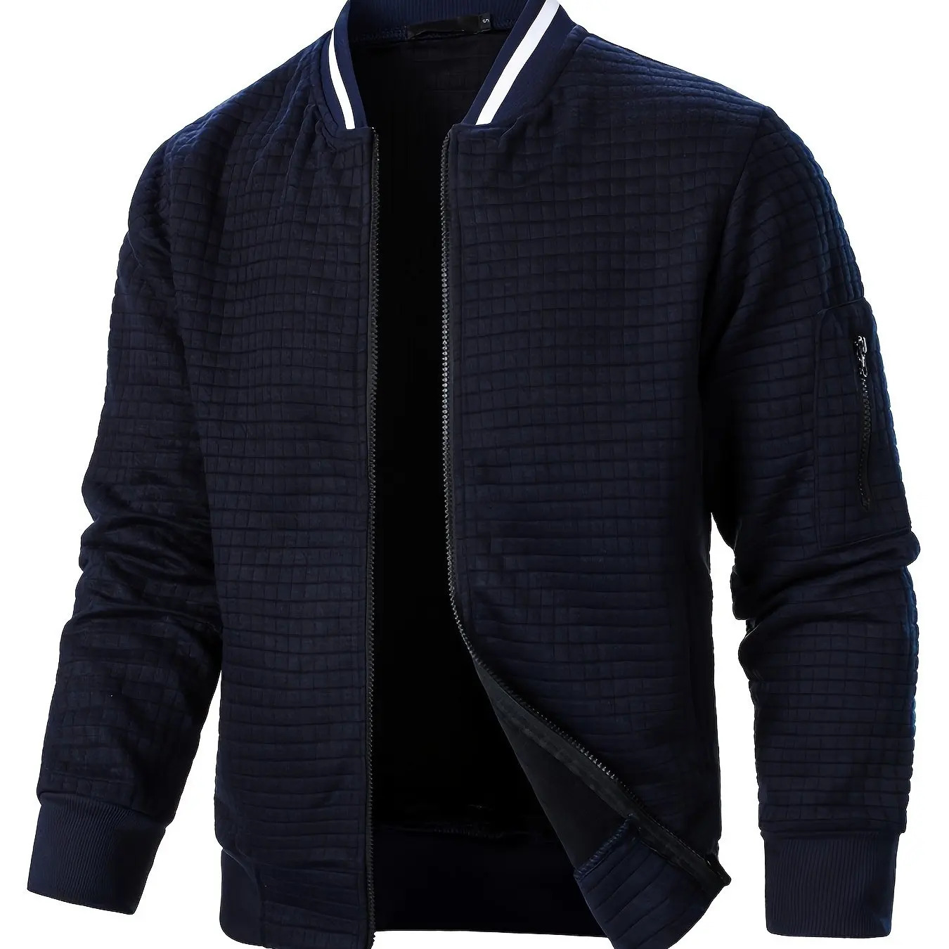 Autumn mens long sleeved zipper jacket stand up sports outdoor sweater winter warm baseball collar y250324