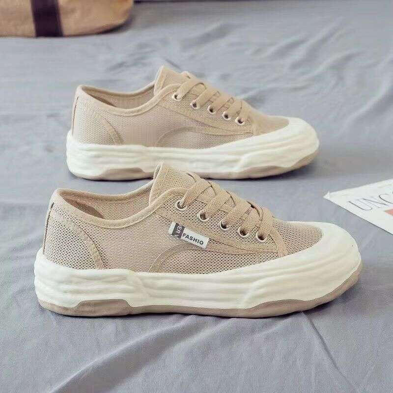 Board women's summer 2023 new thin breathable sports mesh with low cut toe caps, fashionable and versatile casual shoes