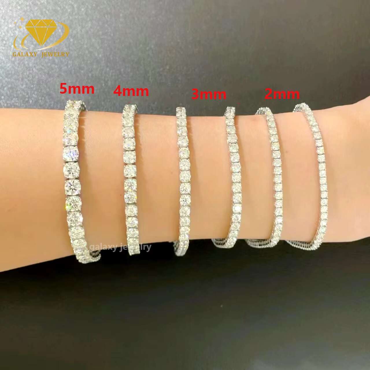 Iced Out Moissanite Chain 100% Pass Diamond Tester Real 925 Silver Mounting Lab Grown Moissnanite Diamond Tennis Bracelet