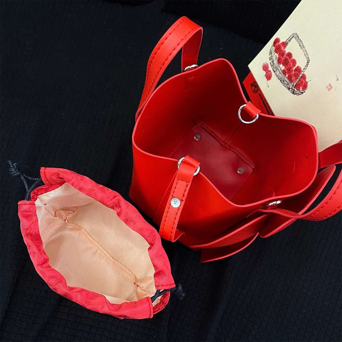 JIOMAY Bucket Purse Wer French Mini Tote Designer Handbags Drawstring Makeup Bag High Quality Temperament