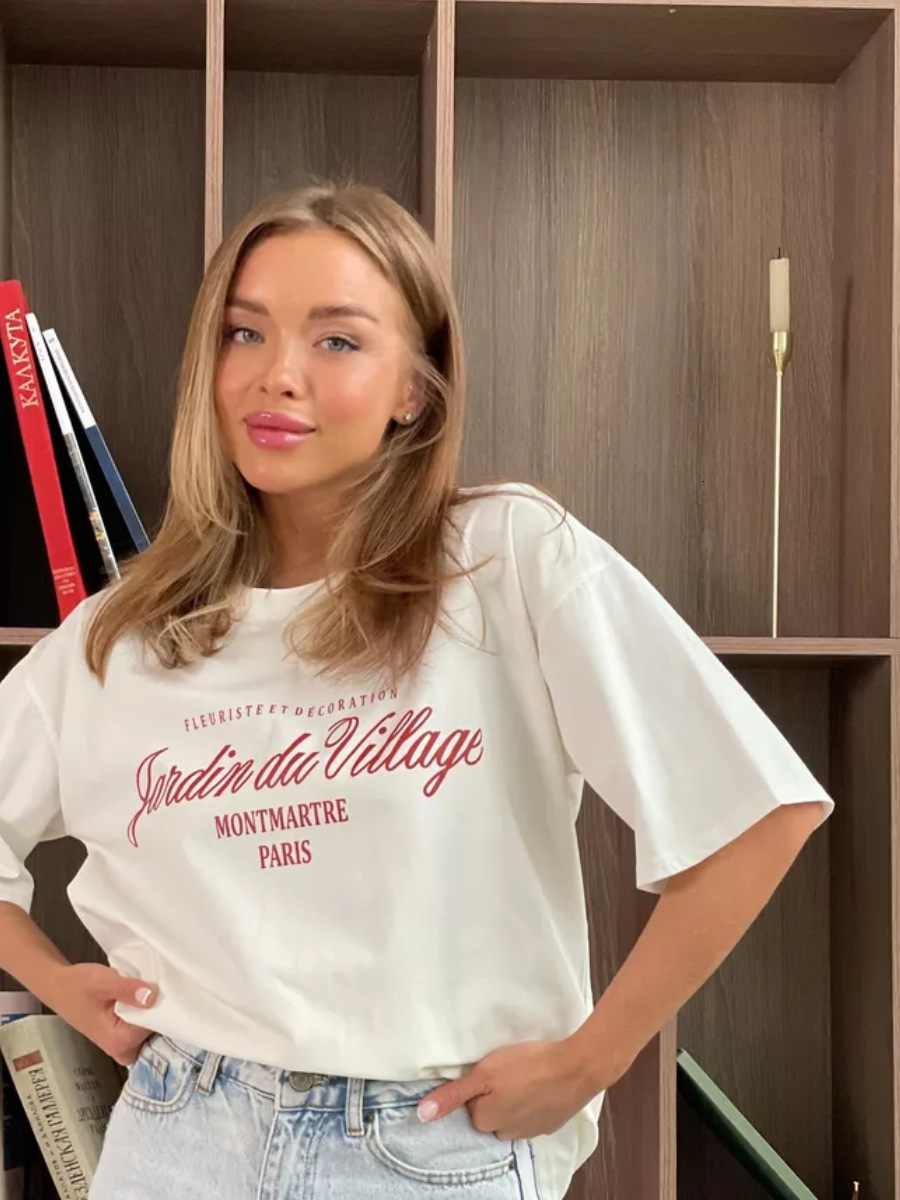 Personalized American High Street Versatile Loose Top Summer 100% Cotton T-shirt Women's Casual Trendy Brand Short Sleeve Ins