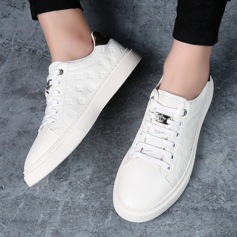 2025 Autumn New Trendy Versatile Men's White Shoes British Style Breathable Casual Korean Version Soft Leather Sneakers for Men