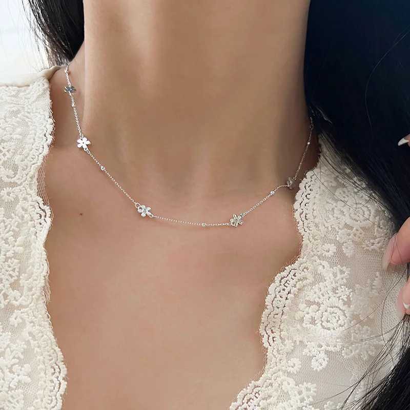 New 925 Sterling Silver Classic Multiple Flower Combinations Choker Necklace For Girl Neck Women Wedding Party Gift Fine JewelryXJ251104