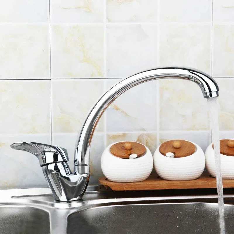 Stainless Steel Sink Faucet Hot and Cold Mixing Tap Kitchen Faucets Household Single Handle Rotation WashBasin Tap Deck Mounted Y251104