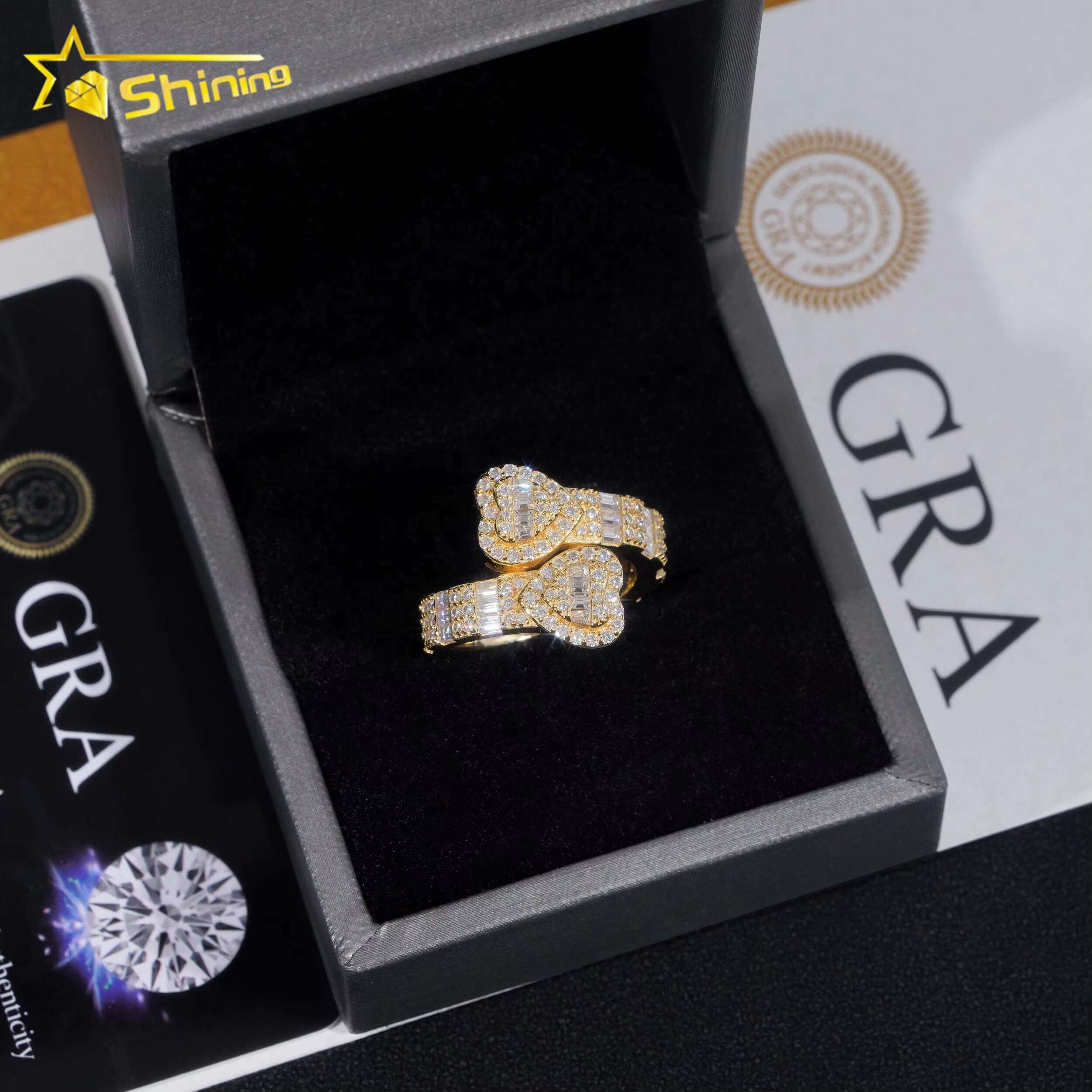 Pass Diamond Tester Vvs Moissanite Diamond Rings Sterling Silver 925 Fashion Hip Hop Iced Out Jewelry Custom Ring