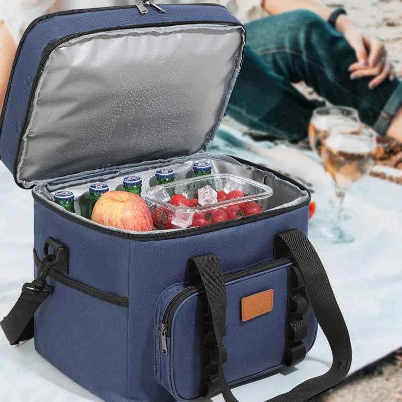 Large Capacity Double Layer Insulation Bento Lunch Bag Portable Picnic Cooler Ice Pack Waterproof Food Thermal Lunchbox BagsC250403