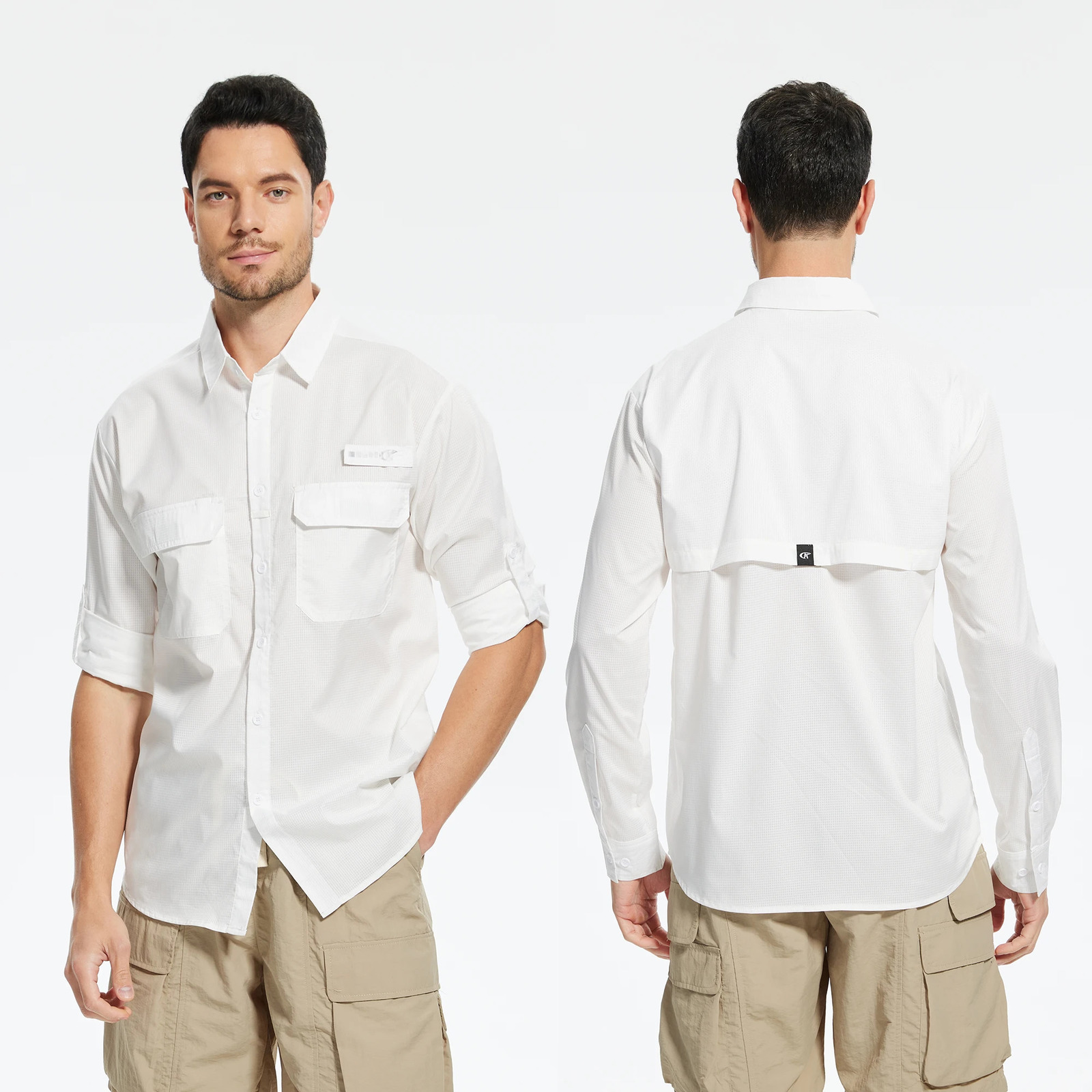 Summer UPF 50mens long sleeved fishing shirt Rush protective casual button down shirt breathable back net fishing shirt 250403