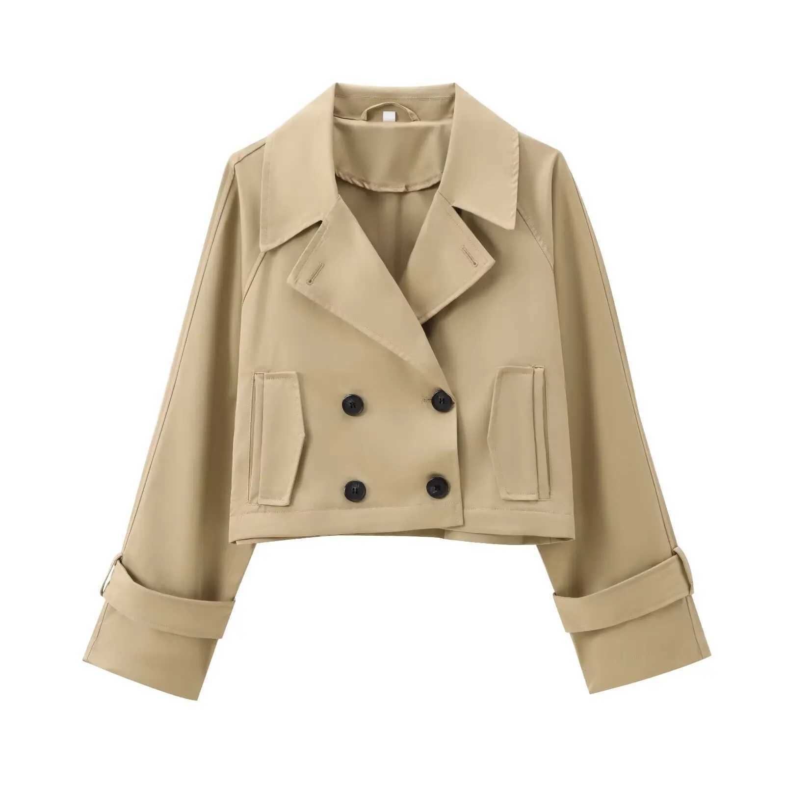 Cropped Trench Womens Autumn Coat Khaki Windbreakers Elegant and Pretty Womens Coats Ladies Fashion New in Coats J251124