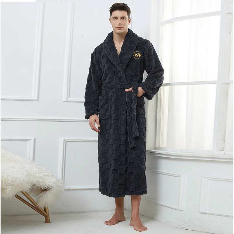 Autumn Winter Warm Male Sleepwear Big Size Flannel Men Robe Nightwear Thick Long Bathrobe Nightgown Loungewear Casual Home Wear C251104