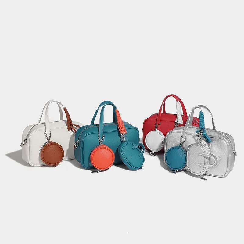 Boston Small Square 2025 New Y2k Contrasting Color Multi-Pendant Free Custom One-Shoulder Crossbody Bag Women's Handbag