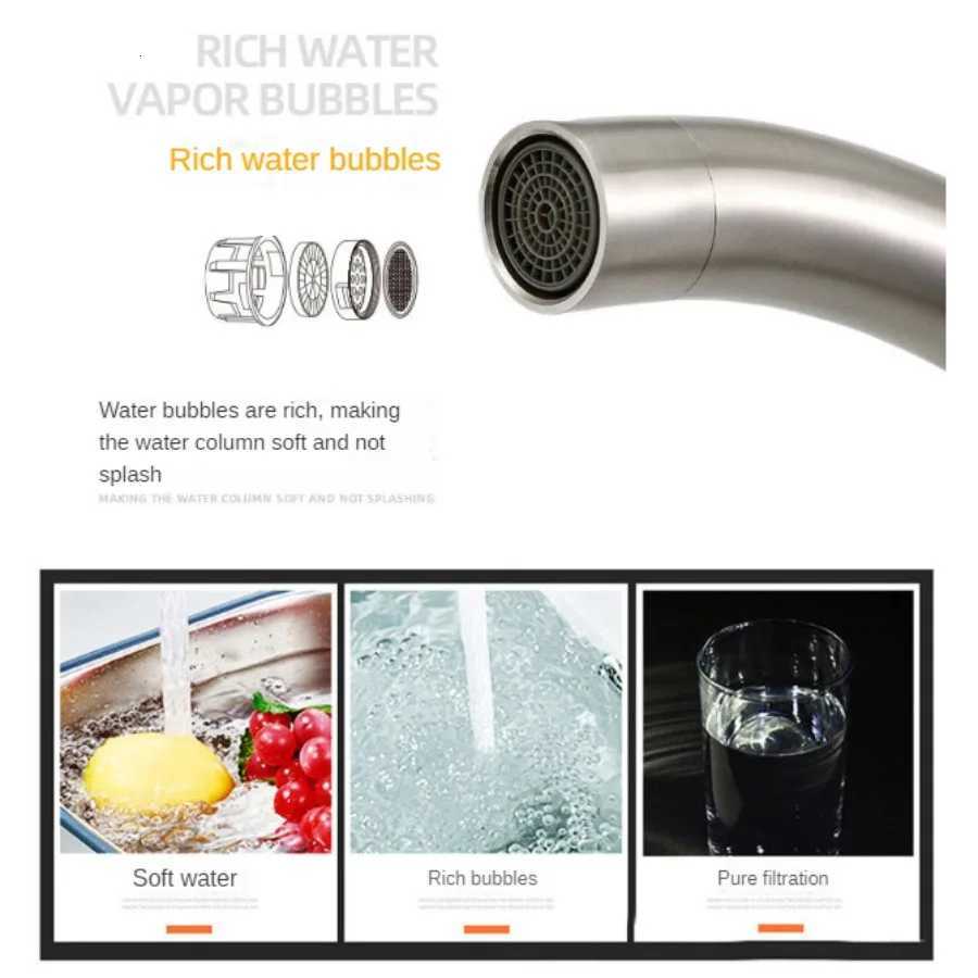 304 Stainless Steel Kitchen Sink Faucet ible Hot Cold Water Mixer Single Handle Pl Out Sink Faucet Deck Mounted Water Taps Y251104