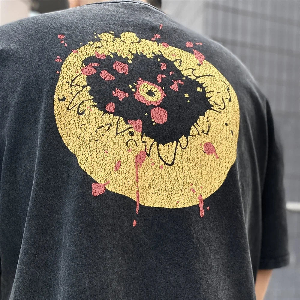 Michael Saint Fashion Street Flash Graphic Printed Top Casual Retro Clothing Loose Oversized Cotton T-shirt 250403
