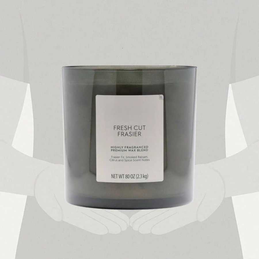 Cut Frasier Scented 4 - 80oz Large Oversized Jar Candle in White with Warm Woody Notes for Home Ambiance H251104