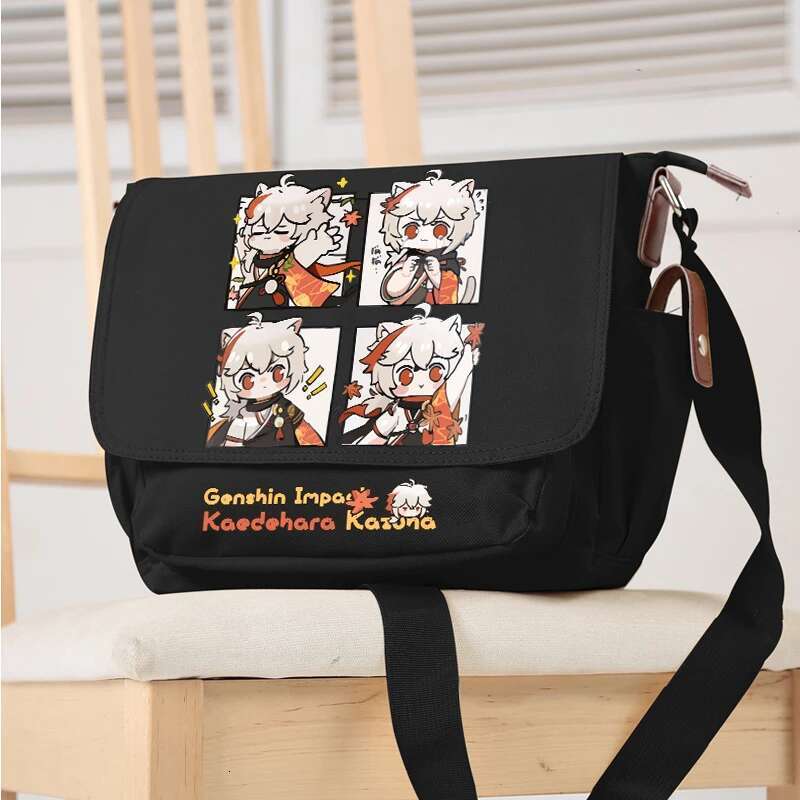 Genshin Impact Anime Kazuha Zhong Li Handbag Shoulder Fashion Crossbody Messenger Student Bag Cartoon Travel Shopping Book