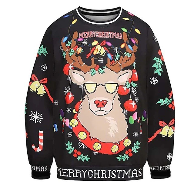 Digital Print Men's Holiday Sweater: Cozy Top Pull Over Jacket Featuring Comfortable Squared Patterning