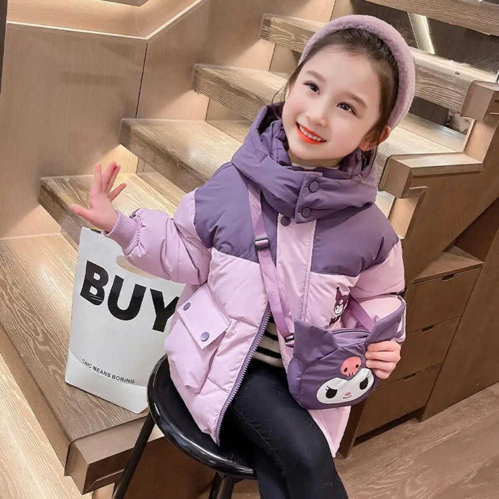 Sanrio Kawaii Winter Girl Cotton Clothes Cartoon Plus Velvet Thicken Baby Clothes Coat Child Cotton Coat Cotton Padded Jacket H251104