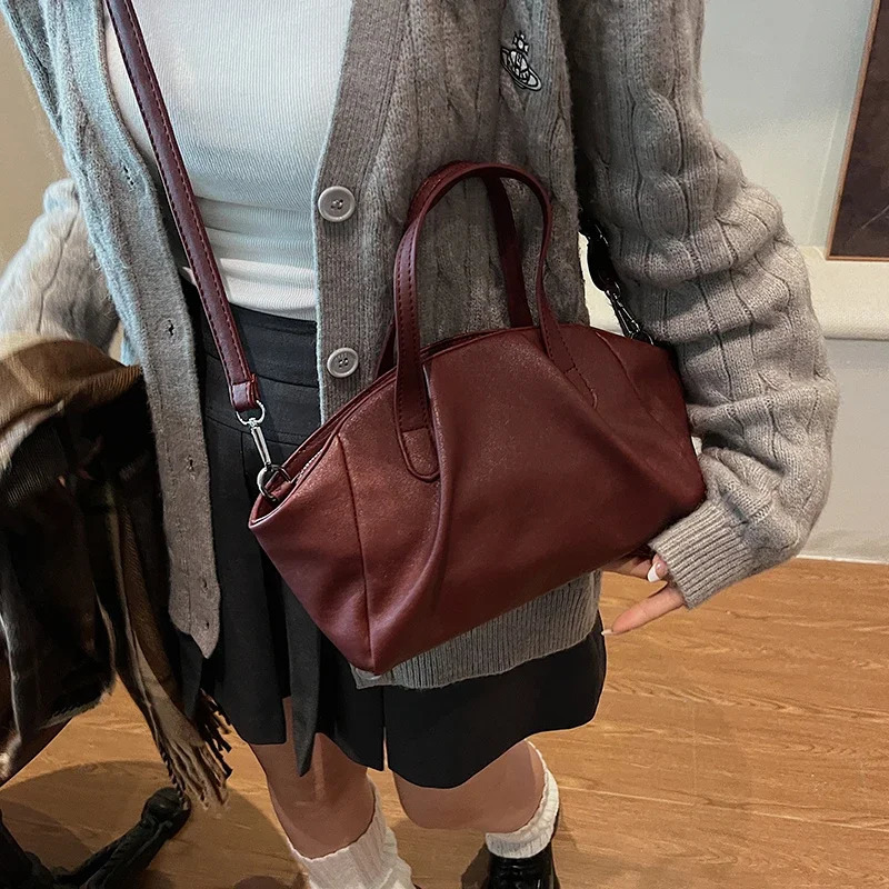 LEFTSIDE small PU leather cross body bag womens shoulder bag winter Korean fashion Y2K short handbag 250402