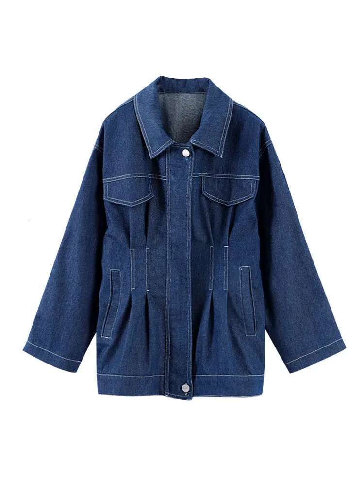 Vintage Washed Denim Women Shirt Slim Lapel Full Sleeve Single Breasted Female Jackets 2025 Spring Fashion Lady Outerwear
