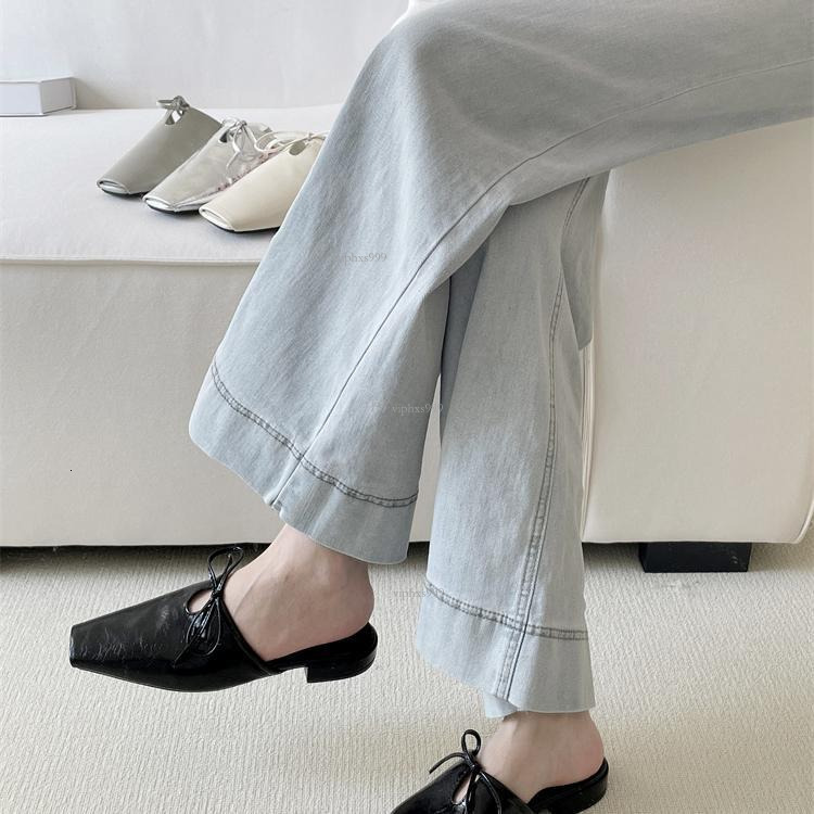 New Designer Sandals With Free Shipping 2025 Spring And Autumn New Style Lazy Soft Leather Low Heel French Baotou Half Dragged With Hollow Bow Outerwe