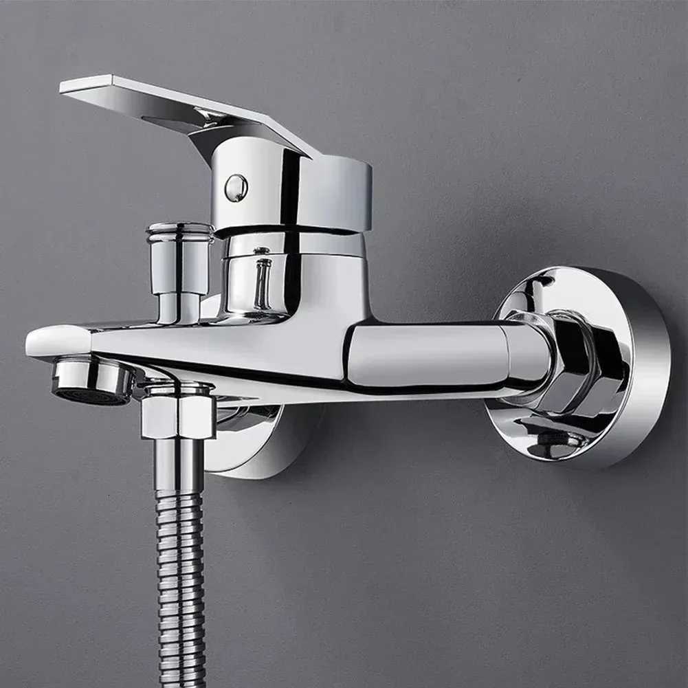Zinc alloy Basin Faucets Chre Wall Mounted Hot Cold Water Mixer Tap Dual Spout Single Handle For Bathro Shower Basin Y251104