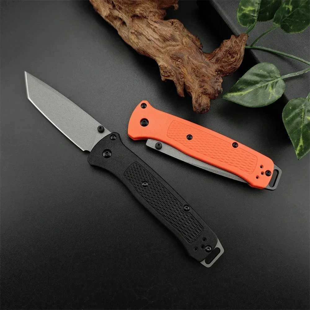 Bailout 537 Outdoor Tactical Knife Survival Knife 3.34-inch Tanto Sharp Blade Black/Orange Nylon Fiber Optic Handle with Pocket ClipT250402