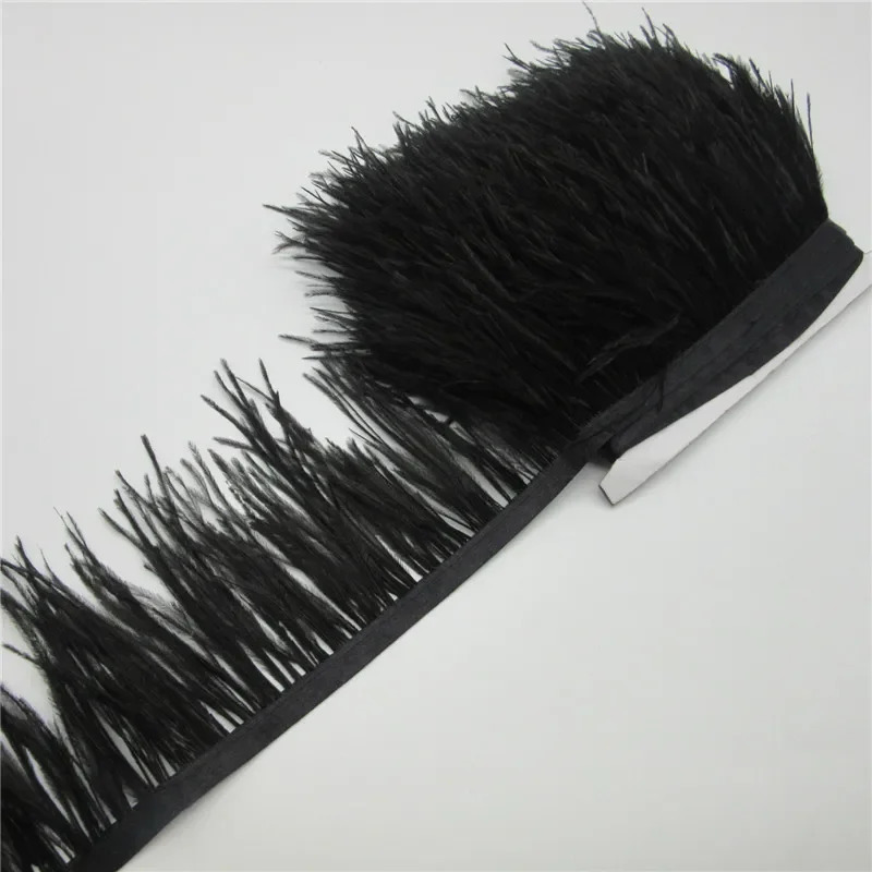 Wholesale 10Yards Natural Ostrich Feather Ribbon Length 810cm Feather Trim Fringe DIY Costumes Sewing Clothing Accessories 251103