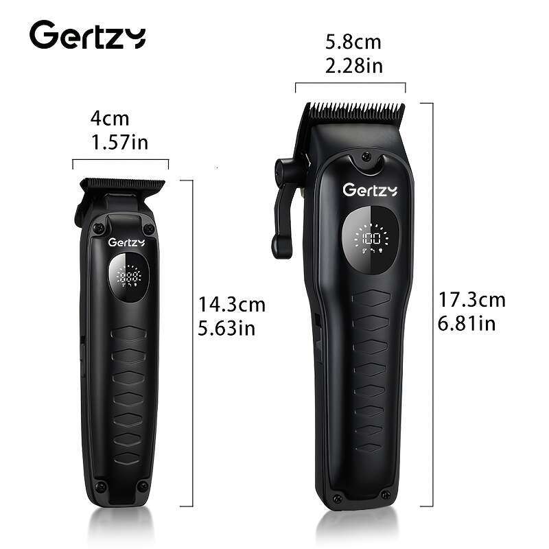 GERTZY Professional Men's Clipper Set With LED Display USB Rechargeable, Lithium Battery, Includes 9 Limit Combs, Smooth Cutter Head, And Attachm
