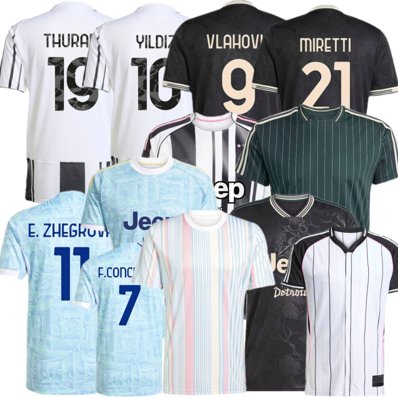 JUV SPA football jersey 2025 2026 Fans Player Home Away Yildiz Vlahovic F.CONCEICAO DOUGLAS LUIZ Thuram N.GONZALEZ Gatti Kalulu soccer jerseys Men Kids kit Kits