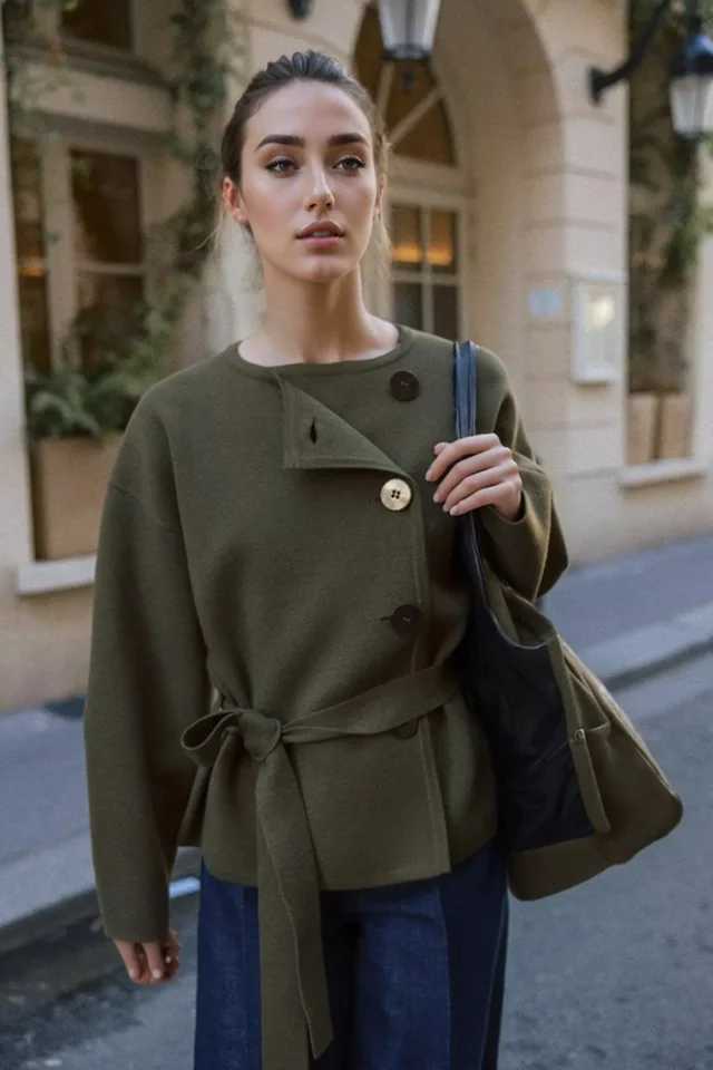 Womens Wrap Knitted Jackets Coats Long Sleeve Belt Cardgian Coats Women 2025 Autumn Winter New Casual Oneck Buttons Outwears J251103