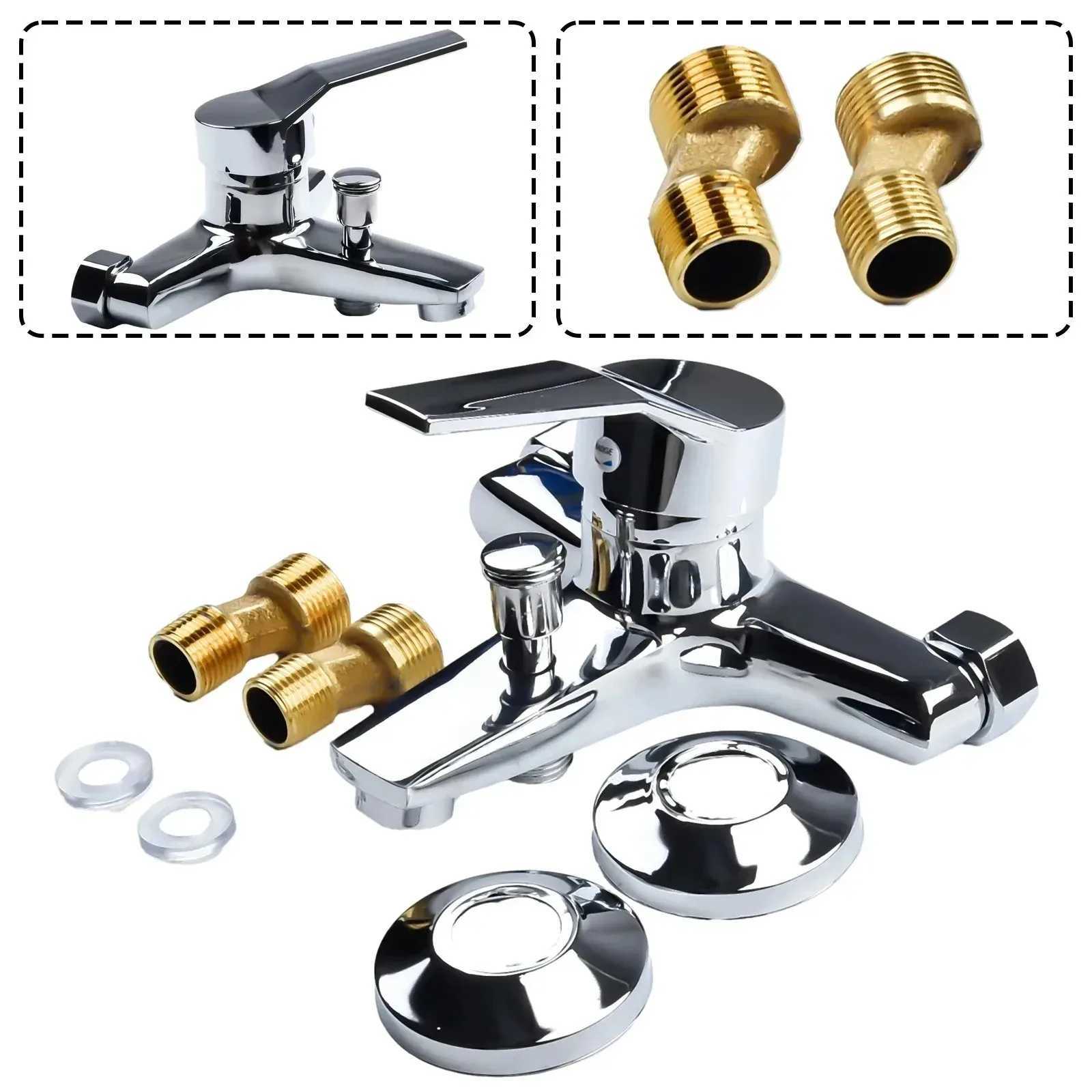 Zinc alloy Basin Faucets Chre Wall Mounted Hot Cold Water Mixer Tap Dual Spout Single Handle For Bathro Shower Basin Y251104