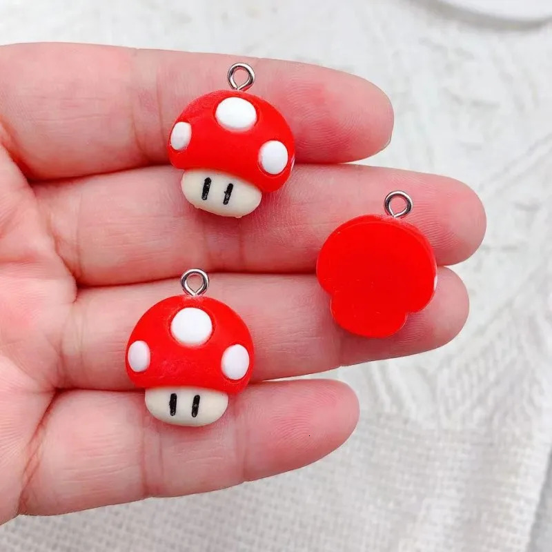 10 Fun Game Cartoon Mushroom Resin Charm Cute Flat Back Pendants for Earrings Bracelets Keychains DIY Jewelry Making 250325