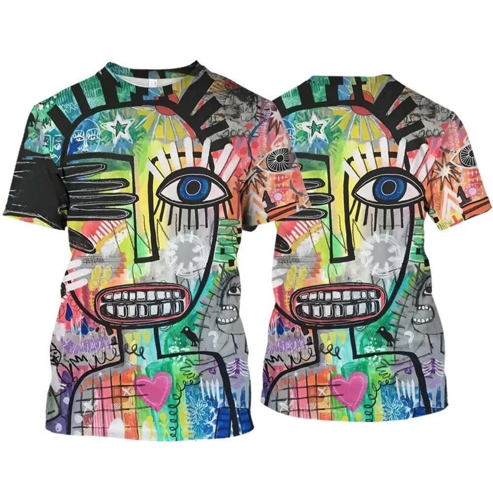New 3D Graffiti Hip Hop Haruku Ptinted Men T-shirts Summer Fashion Casual Street Style Tee Trend Personality Short Sleeve Tops