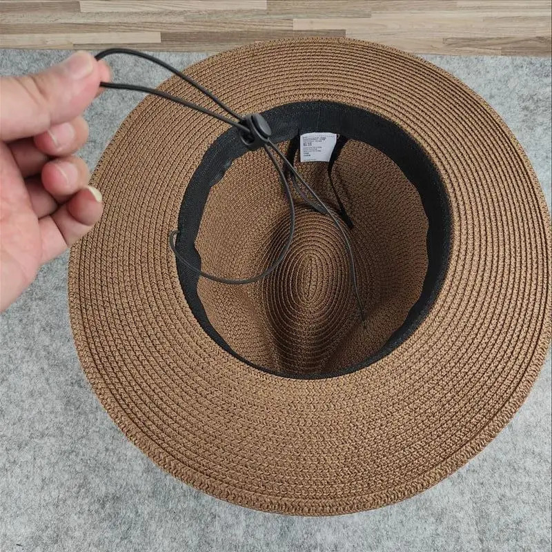 XL Big Size 63CM Summer Beach Woven Sun Hats Men Women Plus Size Jazz UV UPF 50 Sun Protection Travel Panaman Straw Hats Unisex 250326