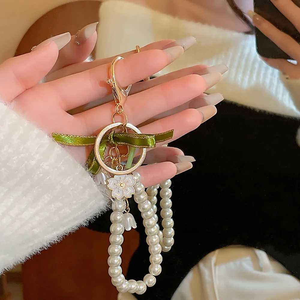 Lily of The Valley Flower Leather Keychain for Women Korea Fashion Sweet Key Chains Green Fairycore Accessories 2025 New InW251103