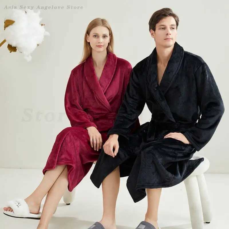 Couple Leopard Print Bath Robe Nightgown New Flannel Kimono Sleepwear Autumn Winter Lapel Home Wear Pajamas Loungewear Nightwear C251104