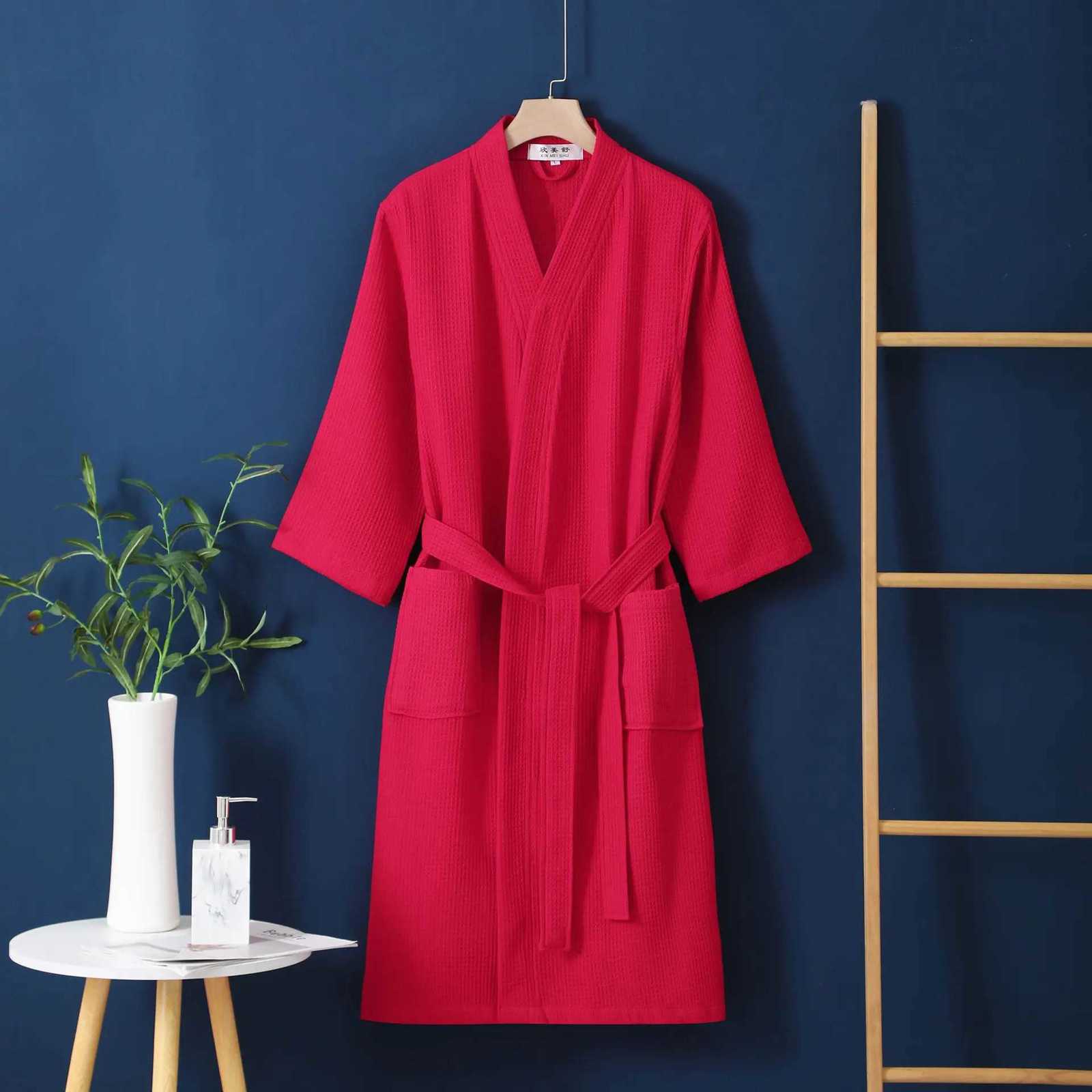 New Wedding Dress 100 Cotton Waffle Bathrobe Lightweight Spring Autumn Couples Sleepwear Winter Nightwear Womens Kimono Robe C251104