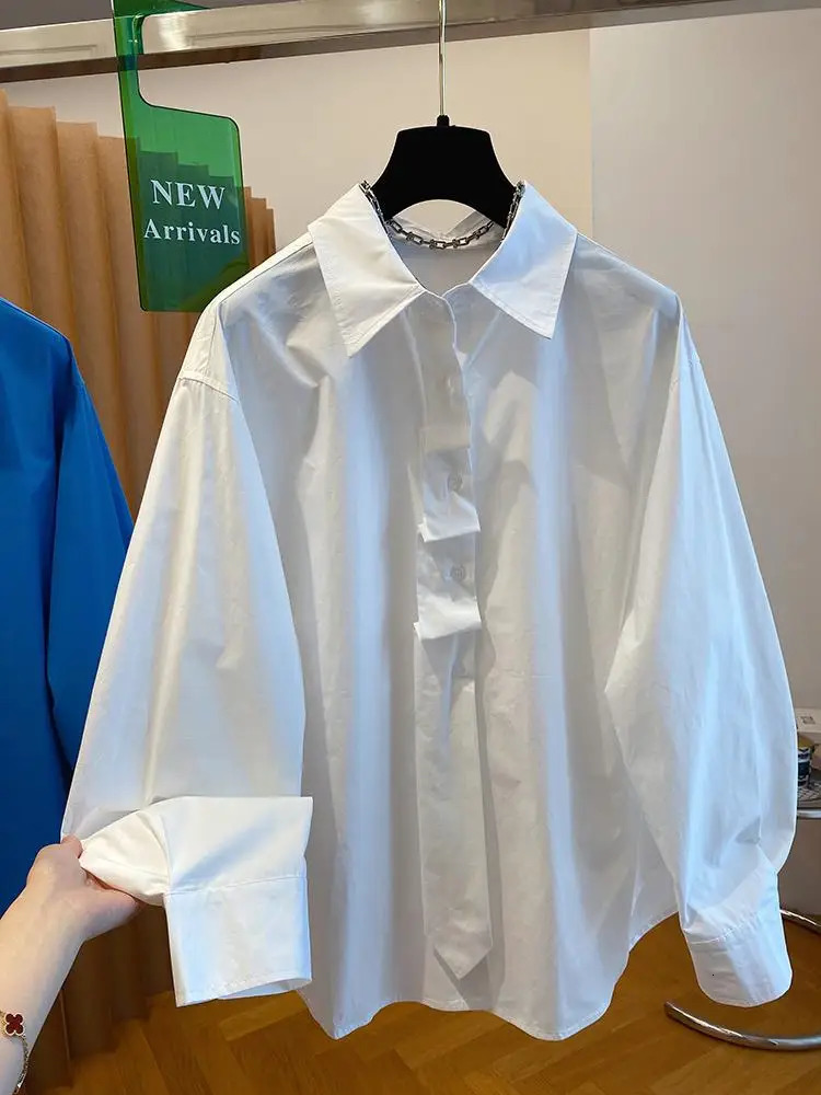 2025 Spring Autumn Niche Shirt Tops Korean Loose Long Sleeve Shirt Casual Versatile Simplicity Solid Color Tops 251104