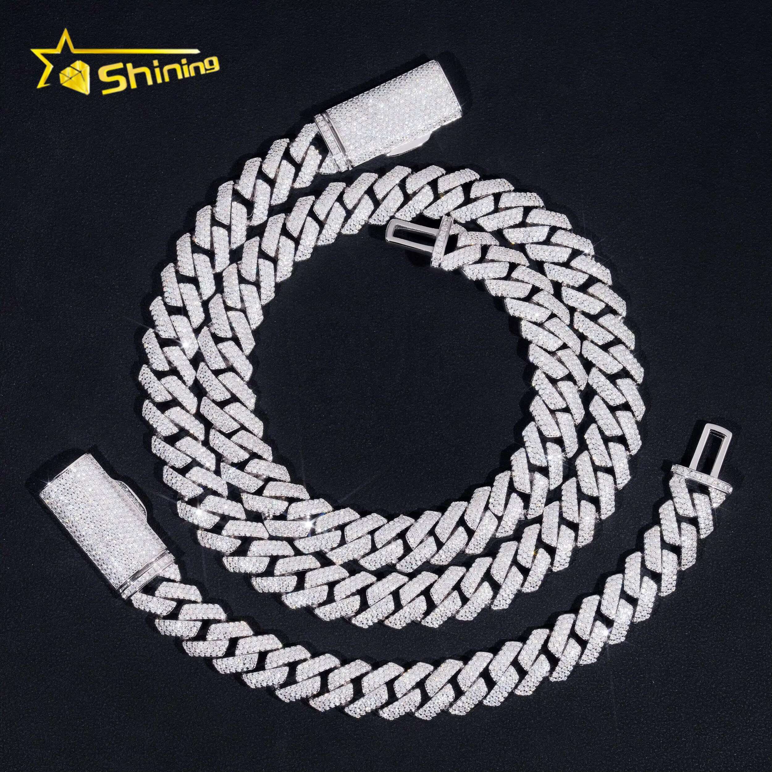 Fine Jewelry Lab Diamond 13mm Bracelet Necklace Silver 925 Vvs Moissanite Iced Out Lab Diamond Hip Hop Jewelry Cuban Link Chain