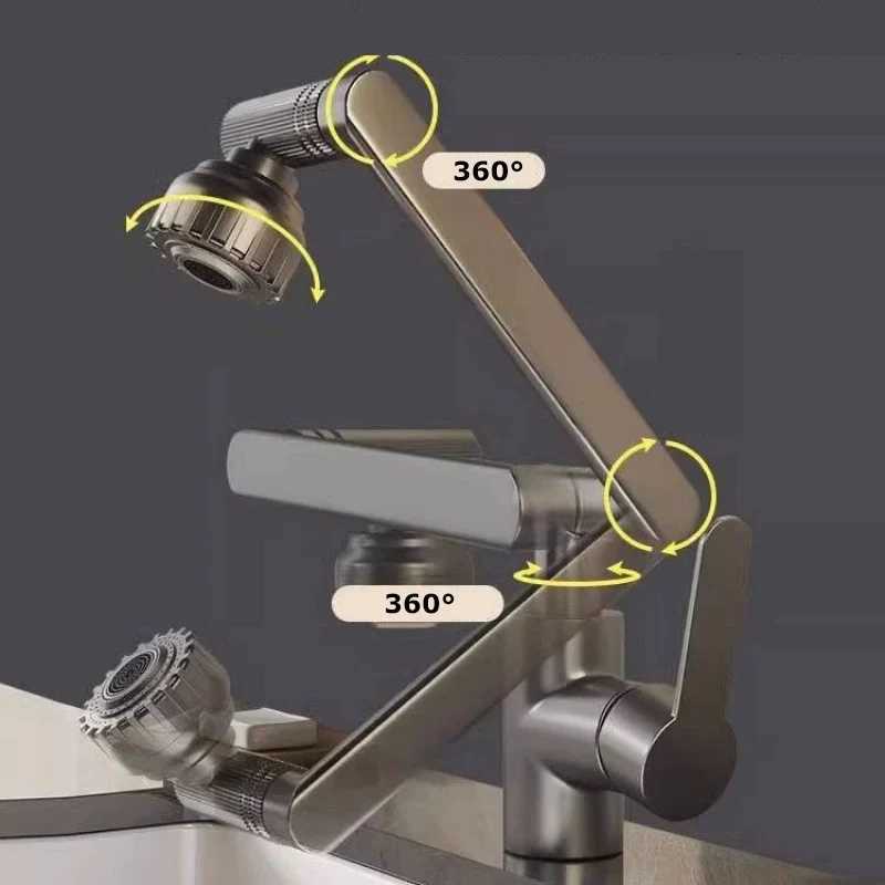 Dual Mode Universal Rotating Faucet Robotic Arm Wash Basin Kitchen Bathro Hot and Cold Household Basin Wash Basin Sink Y251104