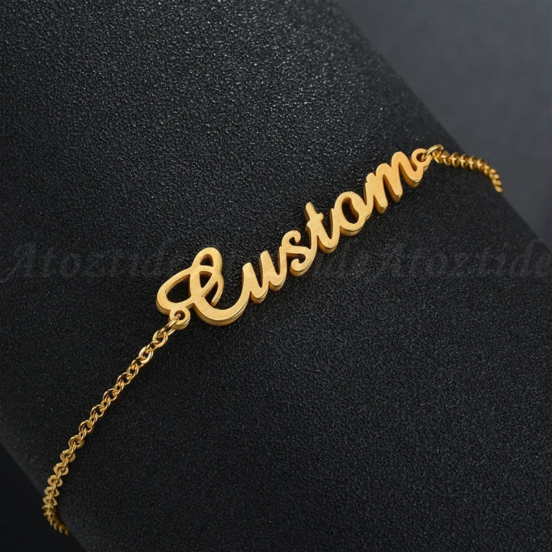 Atoz Personalized Custom Name Bracelet For Women Stainless Steel Charms Handmade Engraved Handwriting Love Bangle Gift 250327