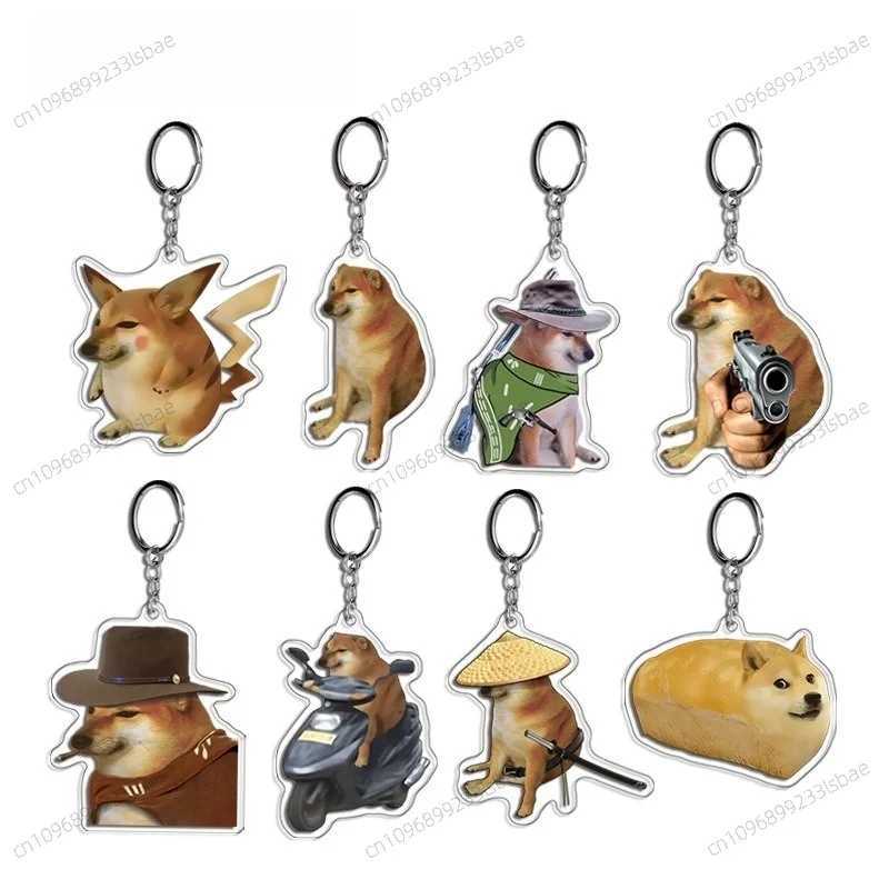 Creative Internet Celebrity Cheems Meme Cute Warrior Cheems Keychain Funny Cheemsburger Expression Key Chain Pet Dog PendantW251103