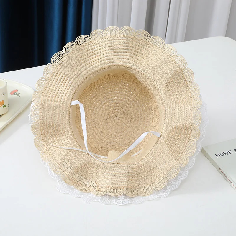 Baby Cute Lace Woven Straw Hat And Shoulder Bag Set Summer Girls Daisy Flower Beach Travel Sunscreen Sun Cap 250326