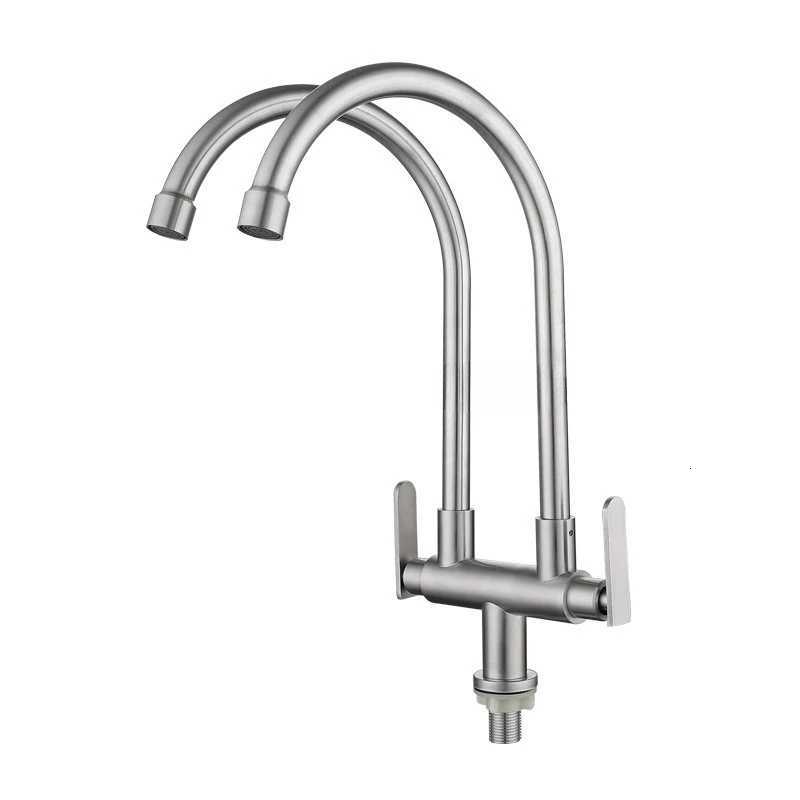 304 stainless steel double switch kitchen rotatable double handle double control double out faucet Y251104