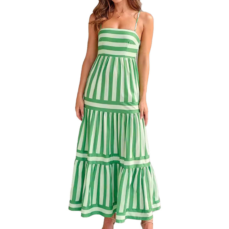 2024 Tk new striped floral sexy bag chest large swing adjustable buckle suspender dress