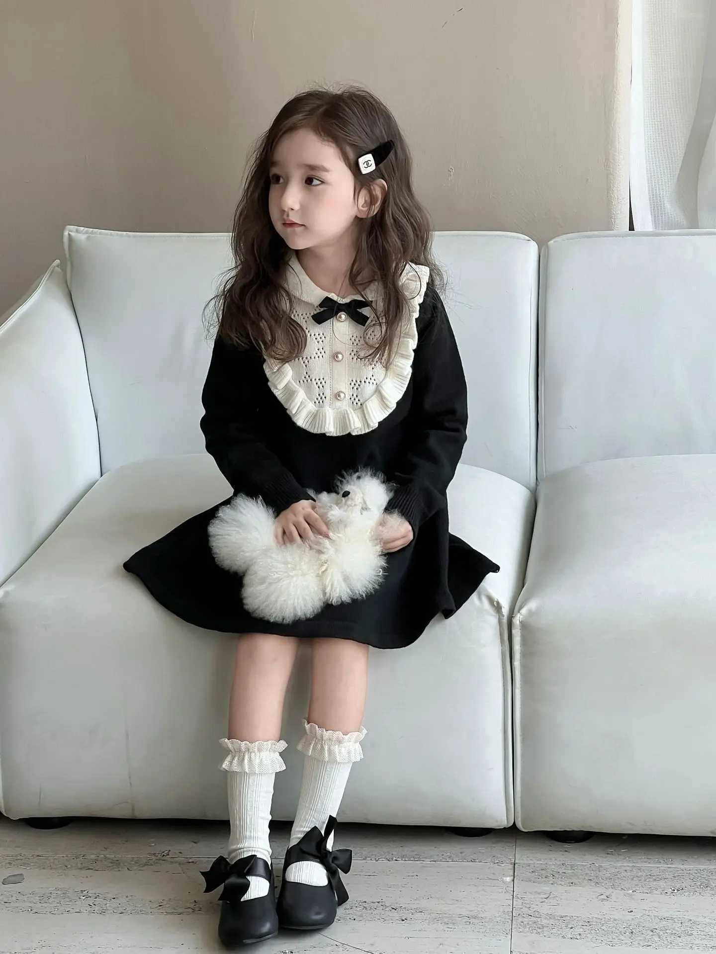 Girls Knitted Dresses 2025 Autumn and Winter New French Style Woolen Skirts Children Knitted Dresses C251104